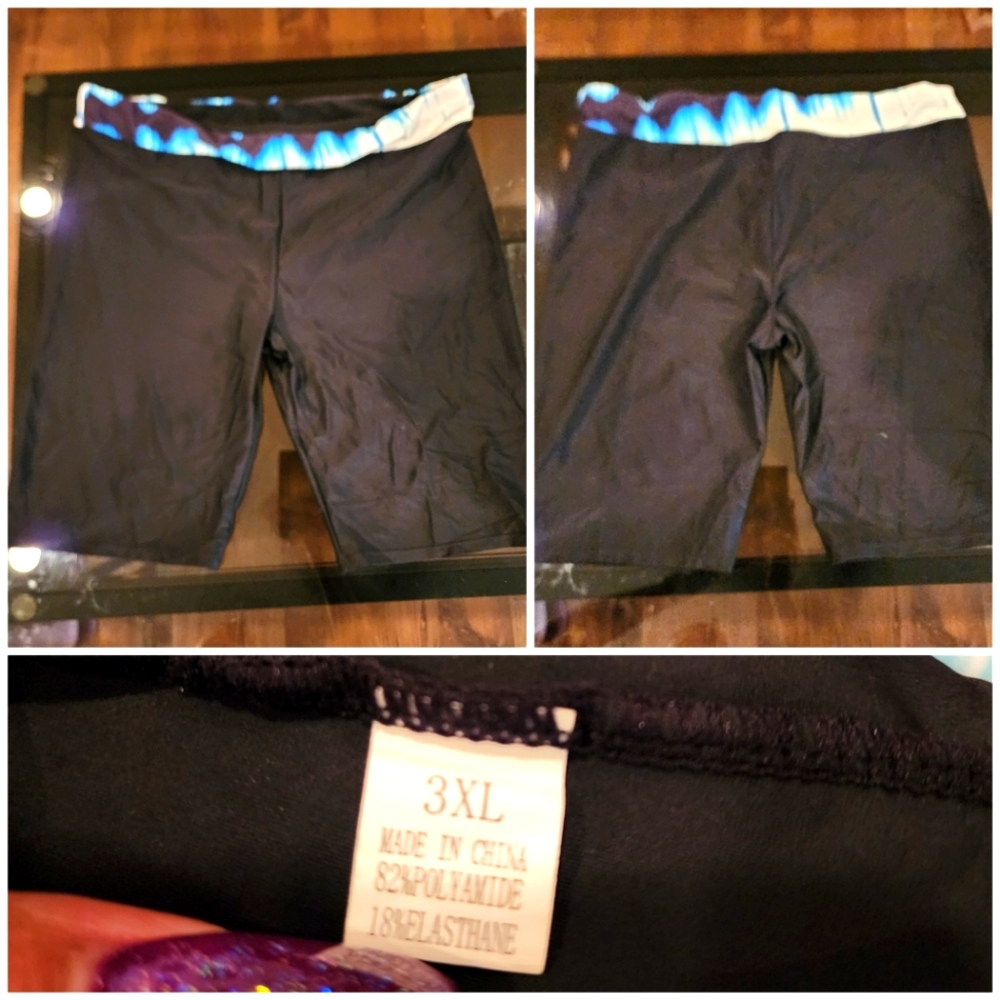 Black/Blue Womens Swim Bottoms/Shorts, Size 3X